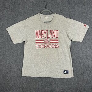 Vintage 90's Starter Maryland Terps Mens XL Gray T-Shirt Graphic Logo #3583